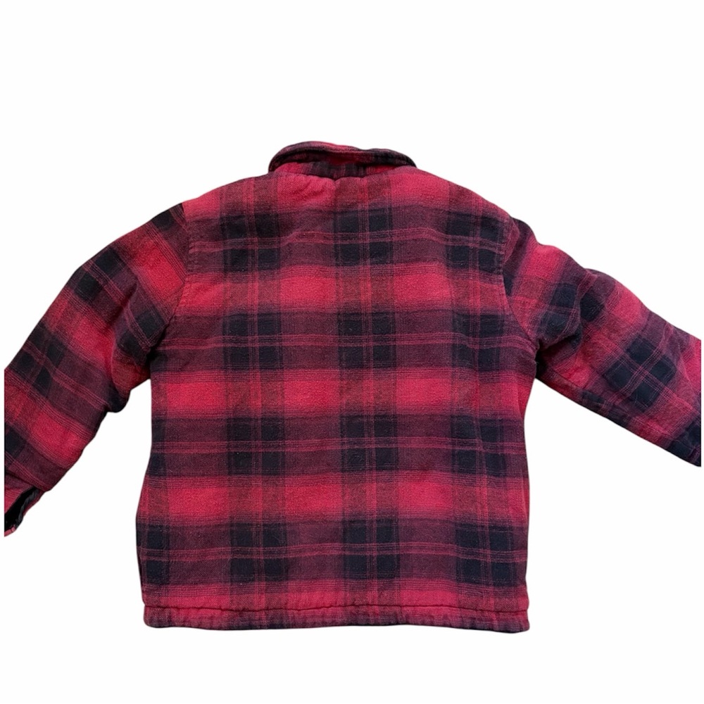 Old Navy Sherpa Lined Flannel Shacket Kids Size Small 6/7 Red Black - Picture 2 of 8